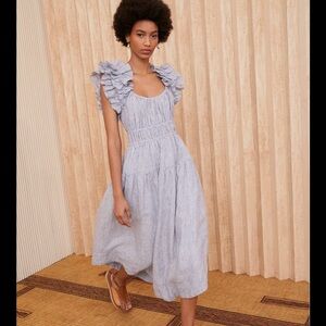 Elegant Ruffled Blue Dress